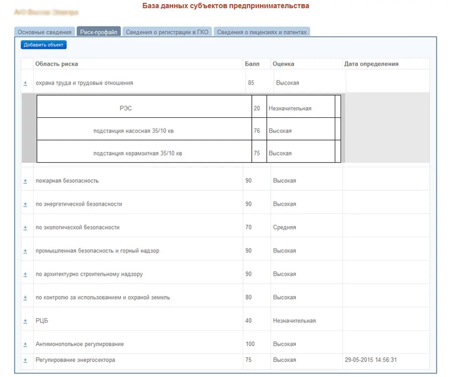 Risk Profile of a Business